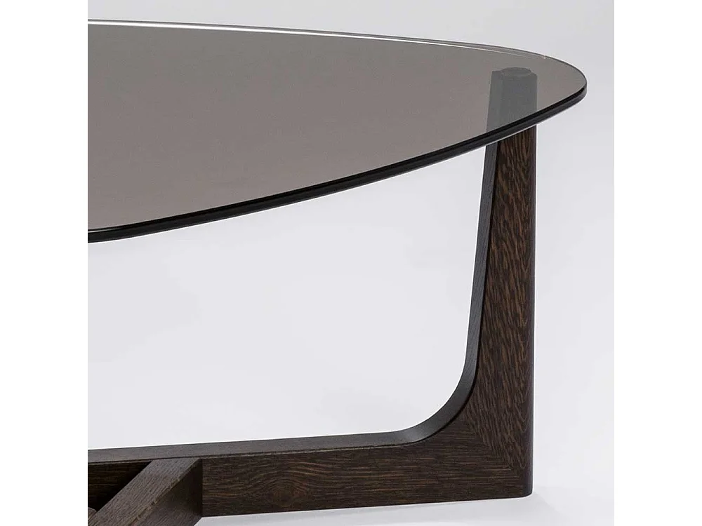 Wohnzimmertisch Wankelform Rauchglasplatte