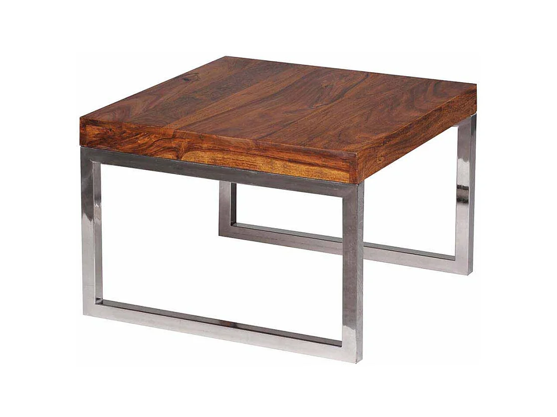 Couchtisch aus Sheesham Massivholz Metall verchromt