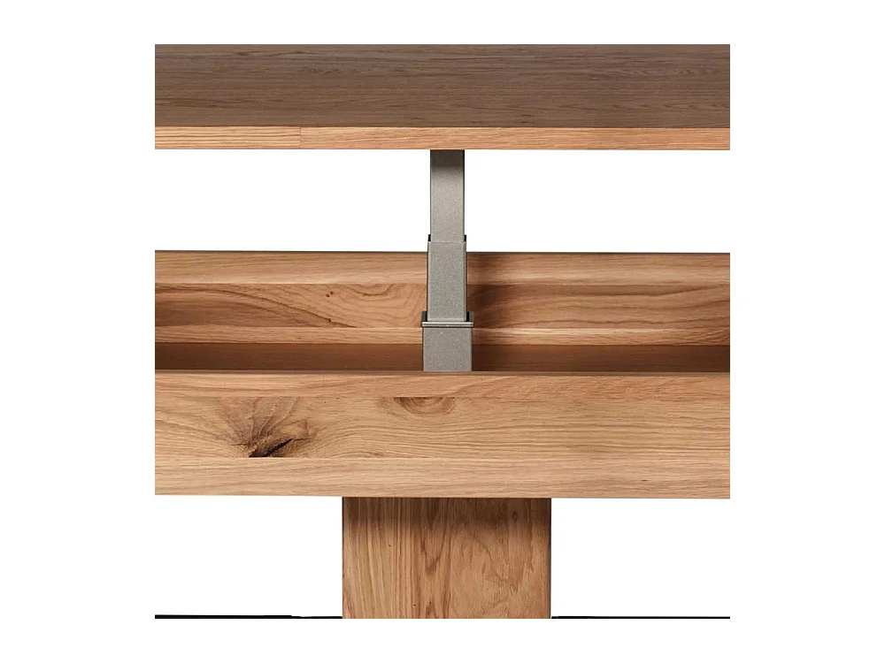 Design Couchtisch aus Wildeiche Massivholz Staufach unter der Platte