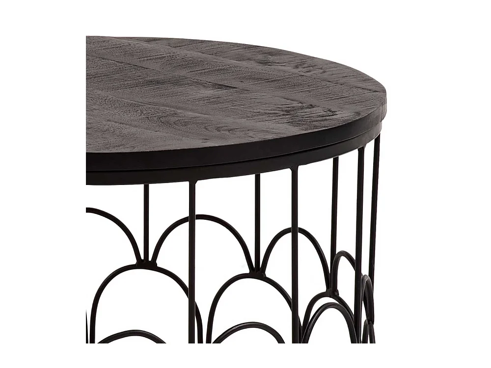 Couchtisch Wohnzimmertisch in Schwarz mit Ringgestell