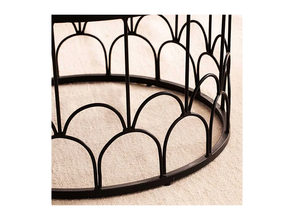 Couchtisch Wohnzimmertisch in Schwarz mit Ringgestell