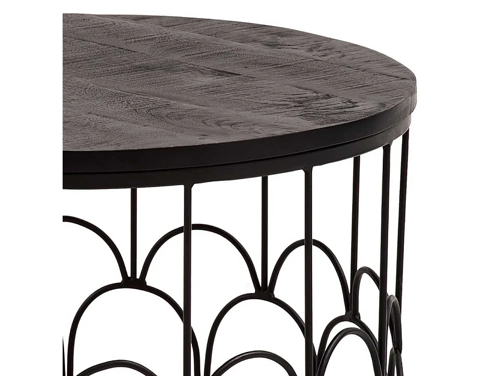 Couchtisch Wohnzimmertisch in Schwarz mit Ringgestell