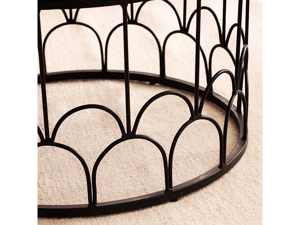 Couchtisch Wohnzimmertisch in Schwarz mit Ringgestell