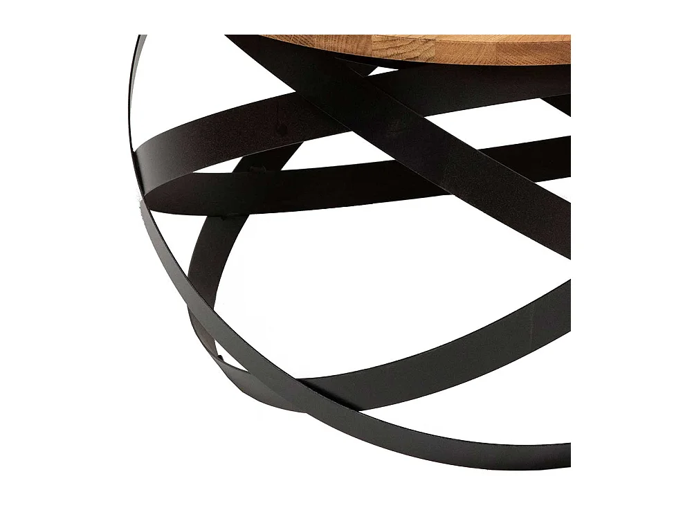 Ausgefallener Couchtisch aus Wildeiche Massivholz & Metall 70 cm Durchmesser