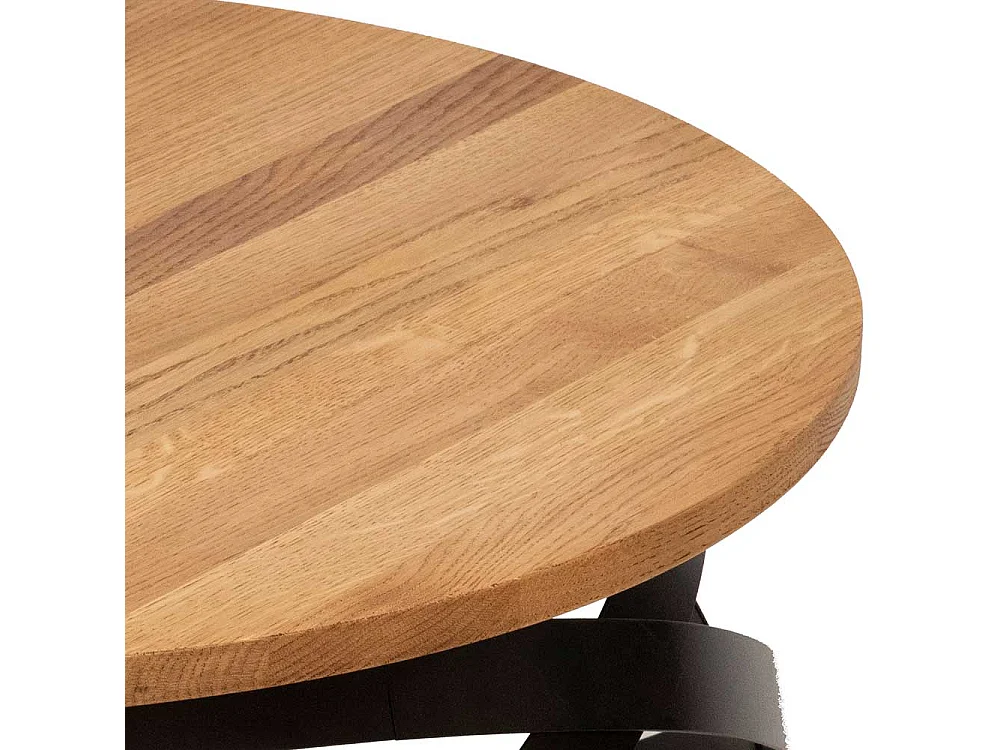 Ausgefallener Couchtisch aus Wildeiche Massivholz & Metall 70 cm Durchmesser