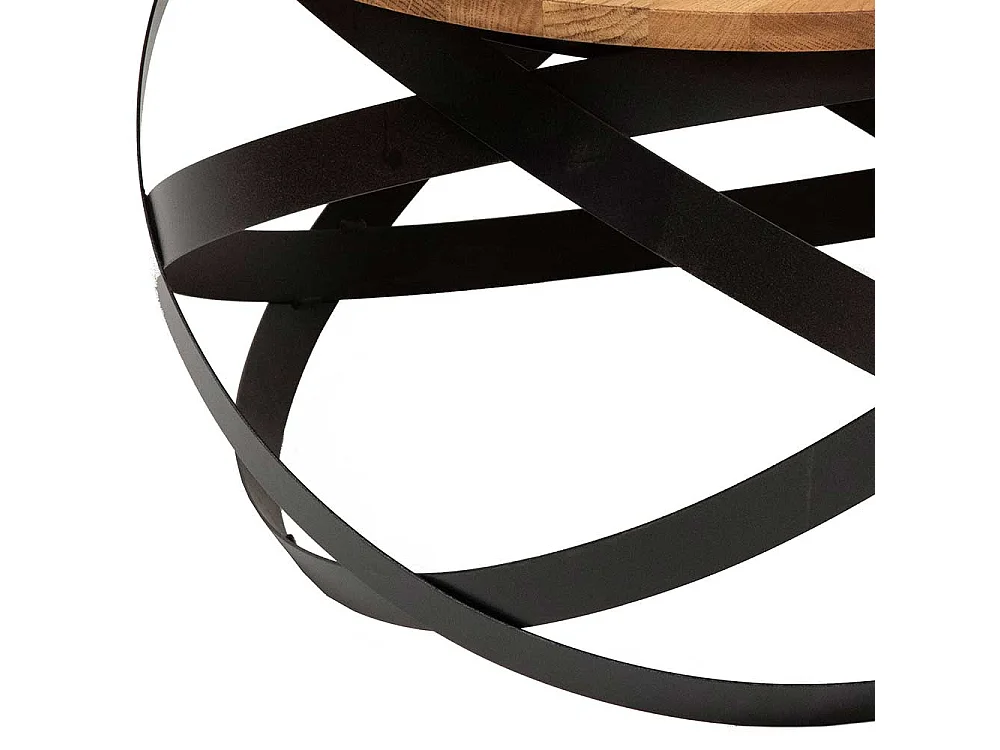 Ausgefallener Couchtisch aus Wildeiche Massivholz & Metall 70 cm Durchmesser