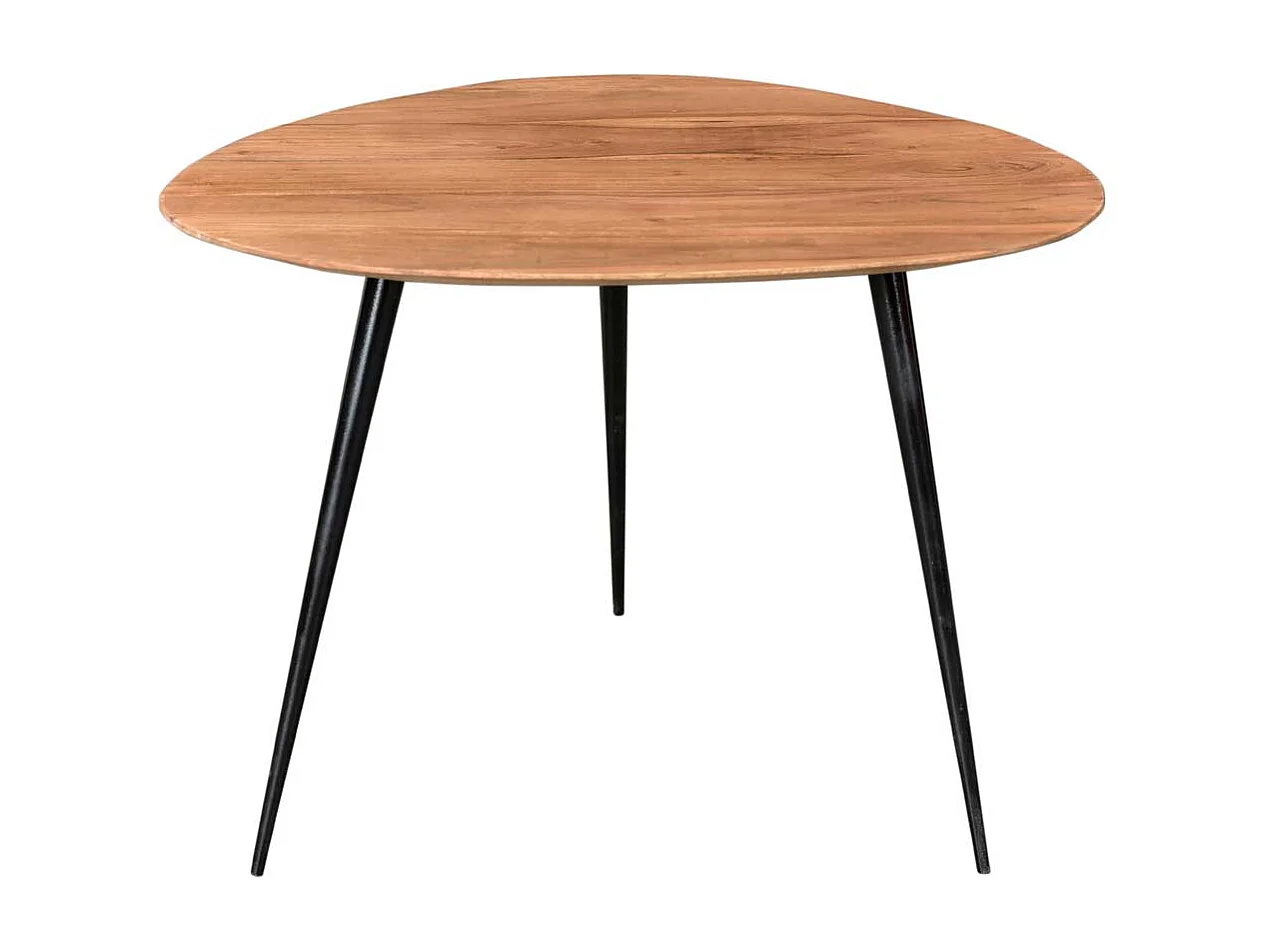 Retrotisch aus Akazie Massivholz und Metall Wankelform