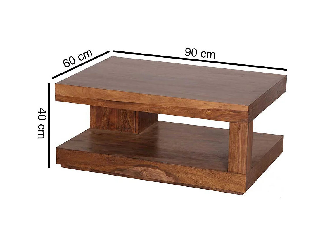 Couchtisch Sheesham Massivholz 90 cm breit 40 cm hoch