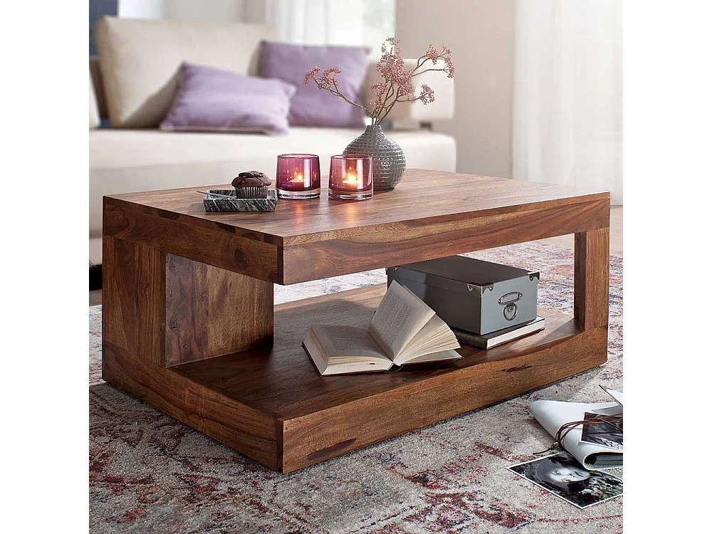 Couchtisch Sheesham Massivholz 90 cm breit 40 cm hoch