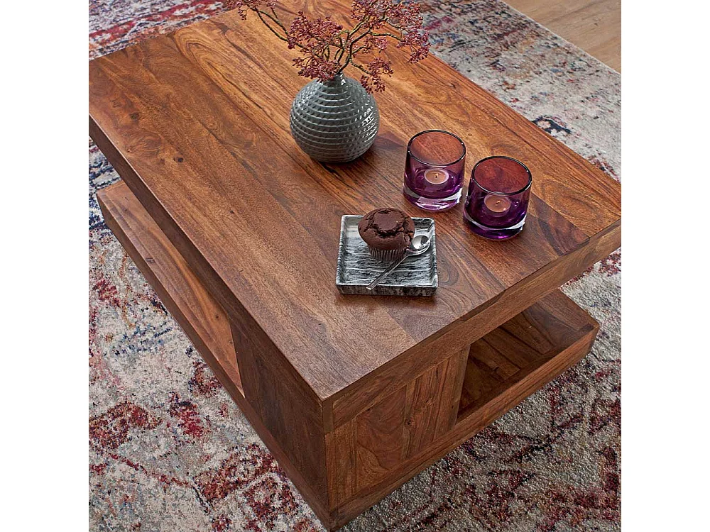 Couchtisch Sheesham Massivholz 90 cm breit 40 cm hoch