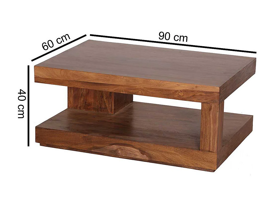 Couchtisch Sheesham Massivholz 90 cm breit 40 cm hoch