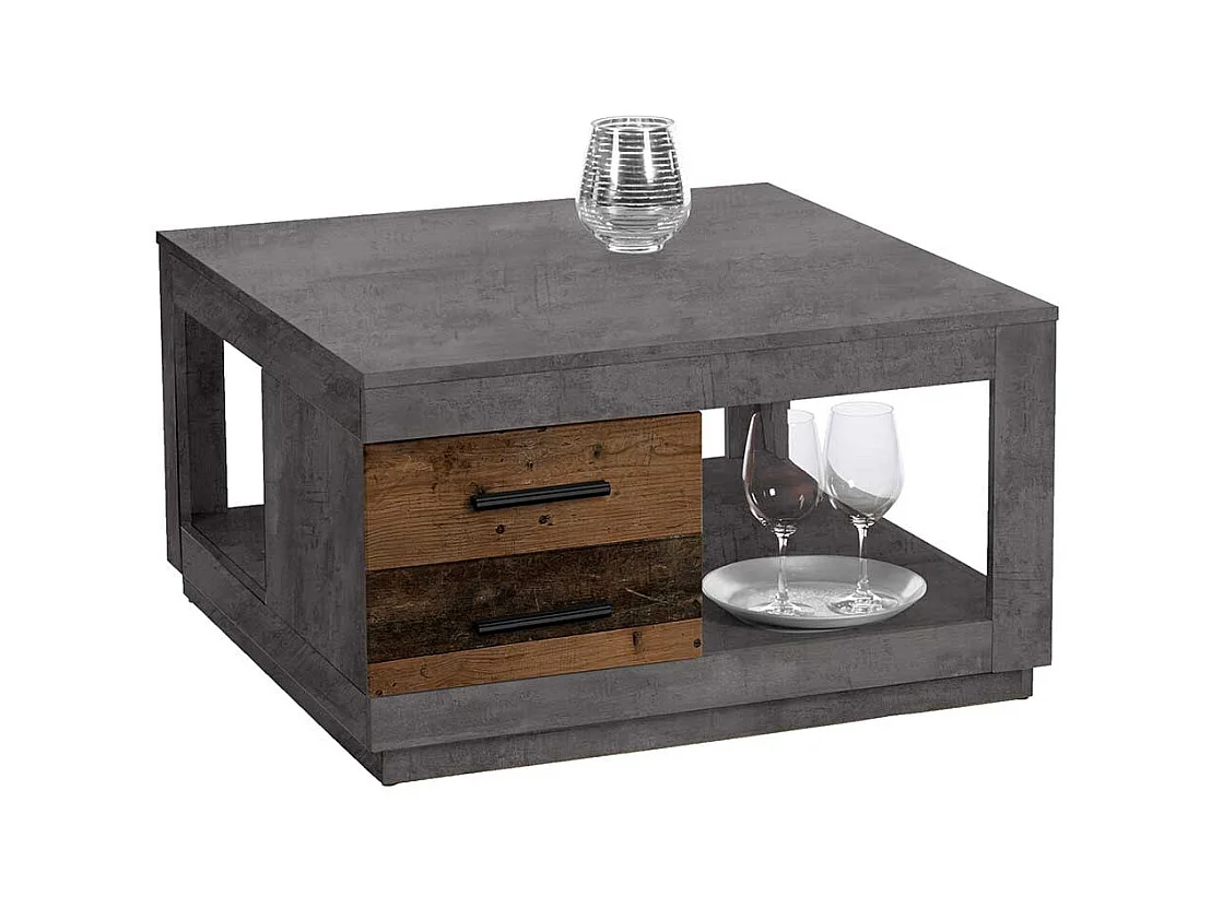 Sofa Tisch modern in Beton Grau quadratisch 80x46x80 cm