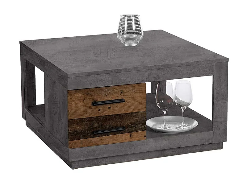 Sofa Tisch modern in Beton Grau quadratisch 80x46x80 cm