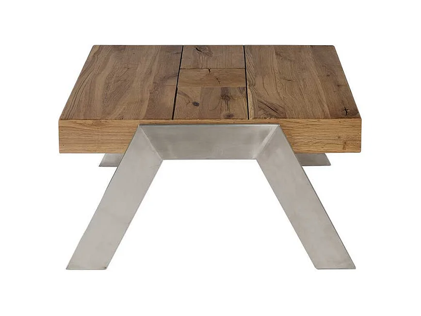 Sofatisch aus Wildeiche Massivholz Stahl