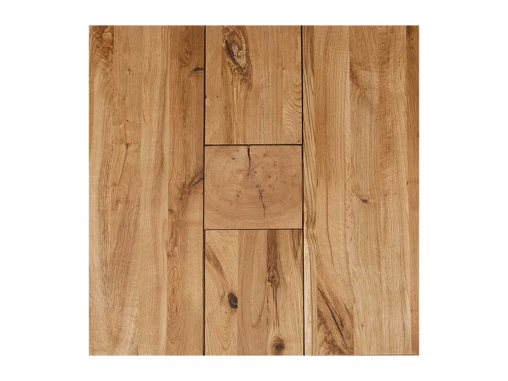 Sofatisch aus Wildeiche Massivholz Stahl