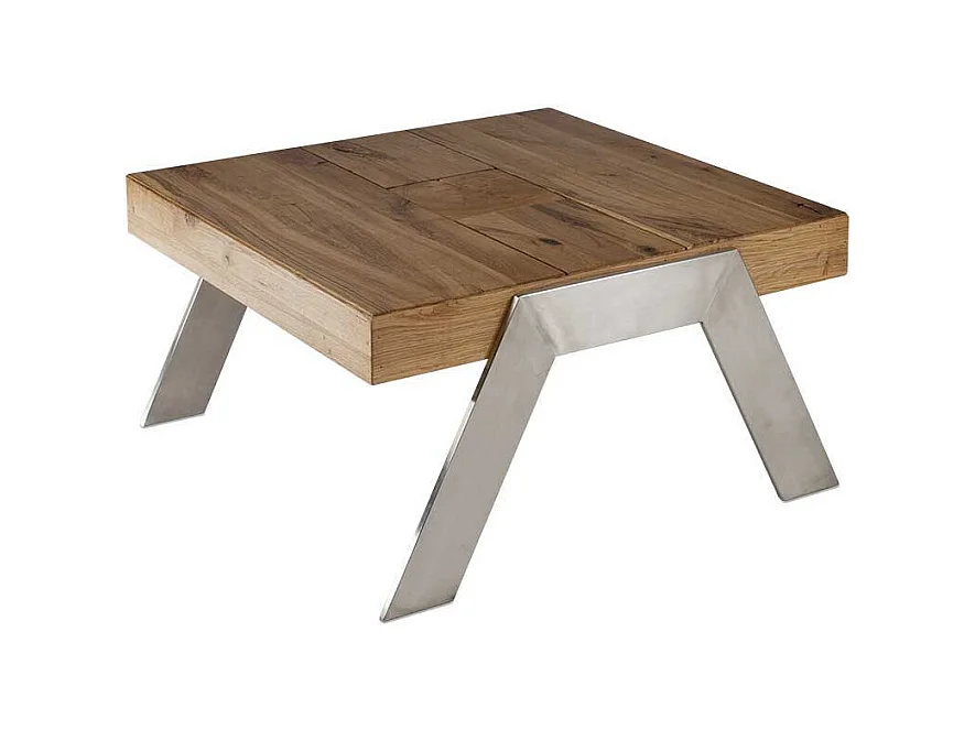 Sofatisch aus Wildeiche Massivholz Stahl