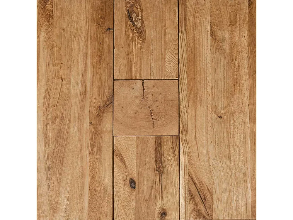 Sofatisch aus Wildeiche Massivholz Stahl