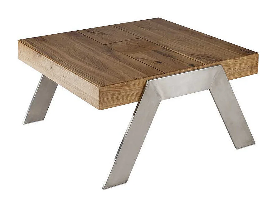 Sofatisch aus Wildeiche Massivholz Stahl