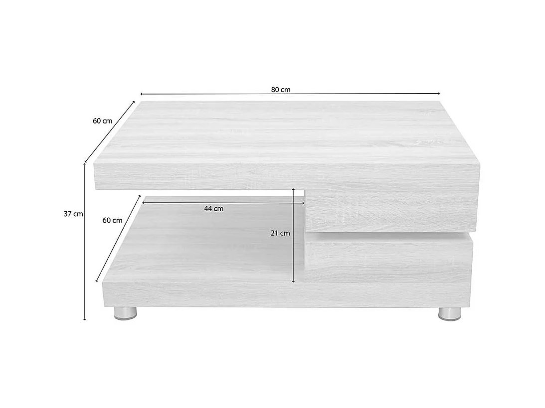 Couchtisch in Sonoma Eiche schwenkbarer Tischplatte