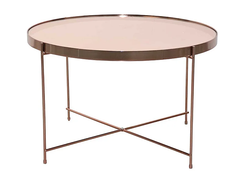 Design Wohnzimmertisch in Rosegold Vierfußgestell Metall