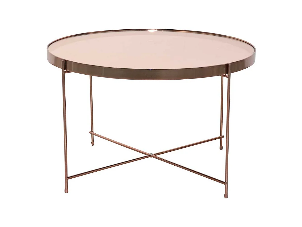 Design Wohnzimmertisch in Rosegold Vierfußgestell Metall