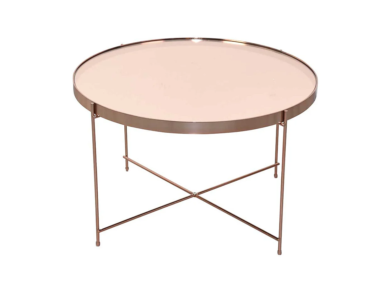 Design Wohnzimmertisch in Rosegold Vierfußgestell Metall