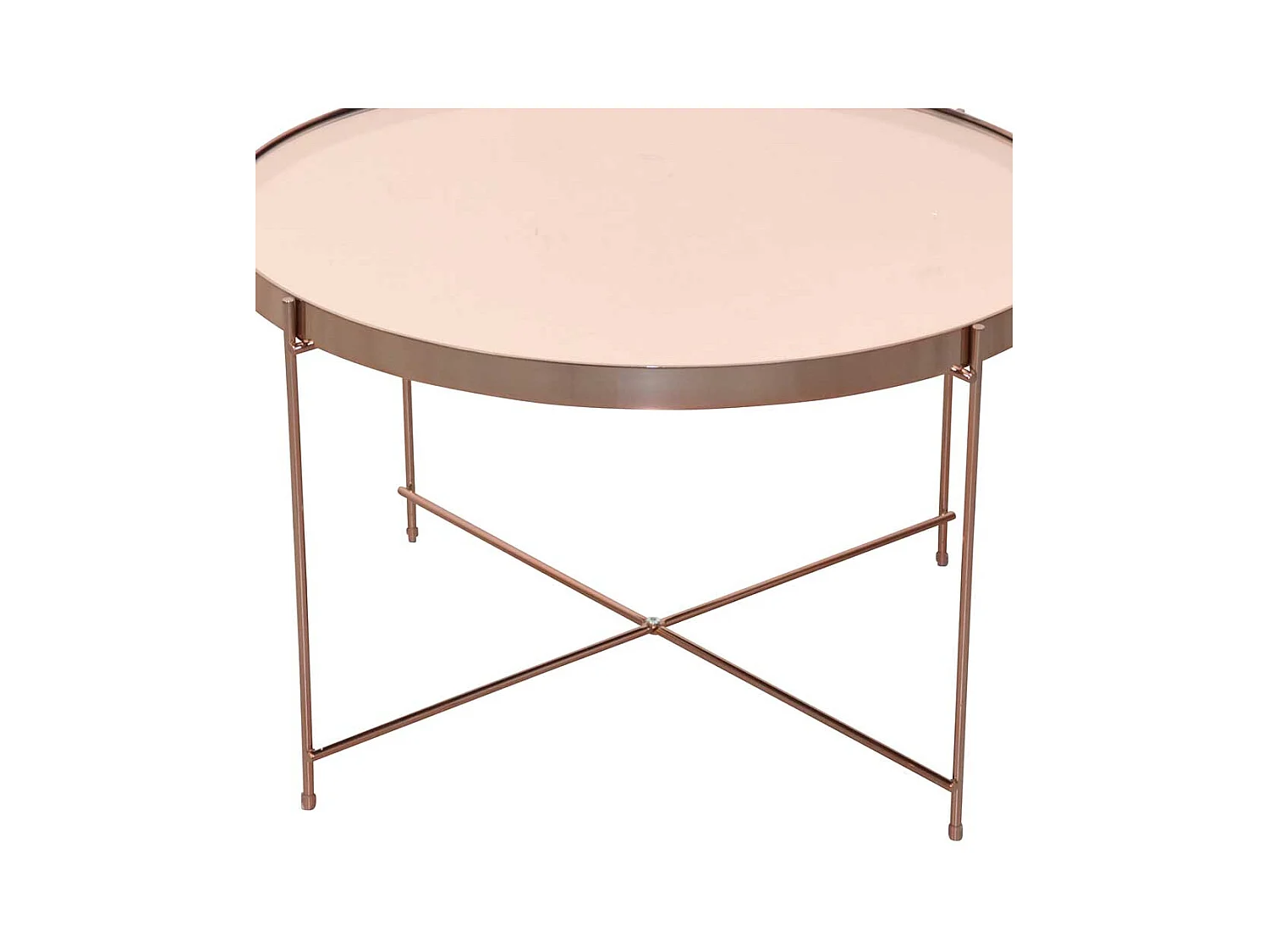 Design Wohnzimmertisch in Rosegold Vierfußgestell Metall