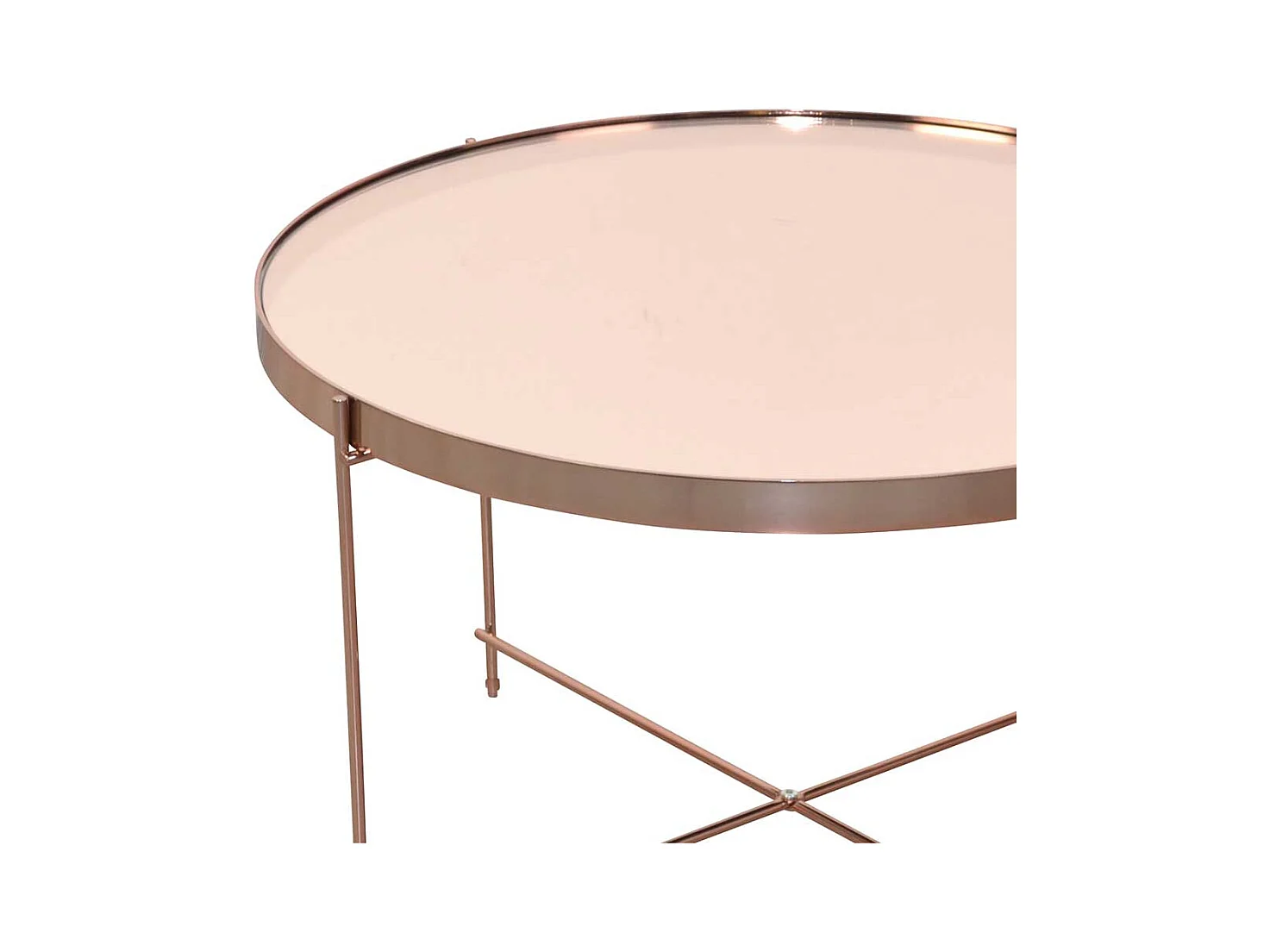 Design Wohnzimmertisch in Rosegold Vierfußgestell Metall