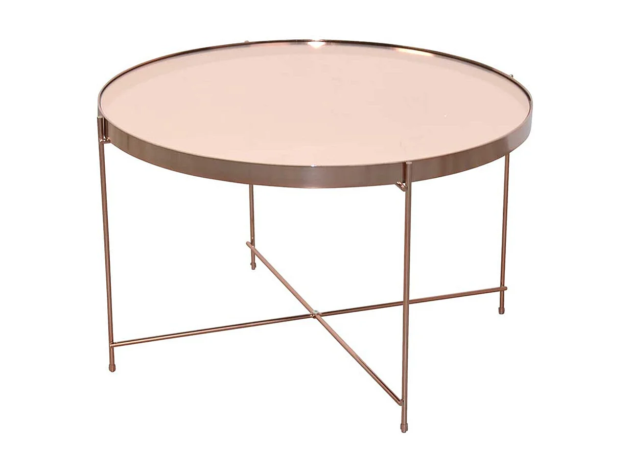 Design Wohnzimmertisch in Rosegold Vierfußgestell Metall