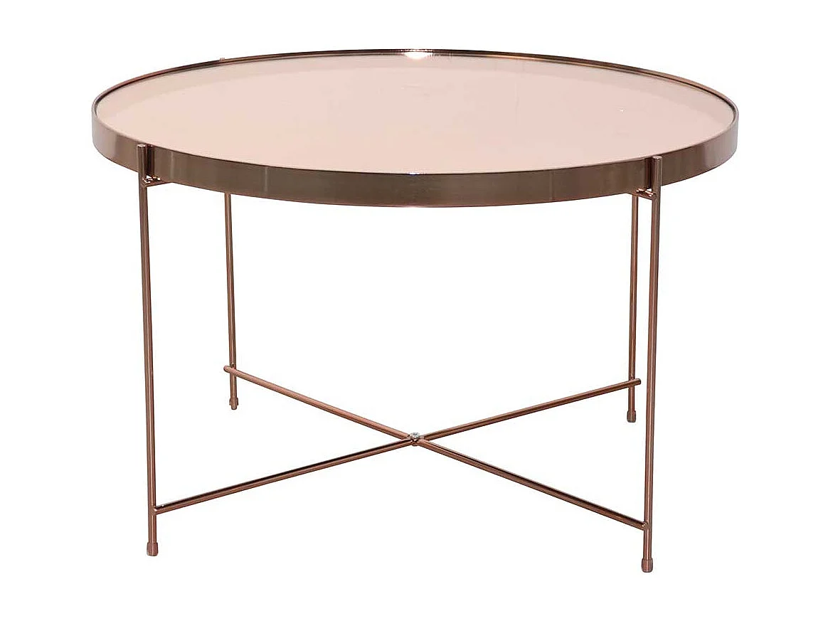 Design Wohnzimmertisch in Rosegold Vierfußgestell Metall