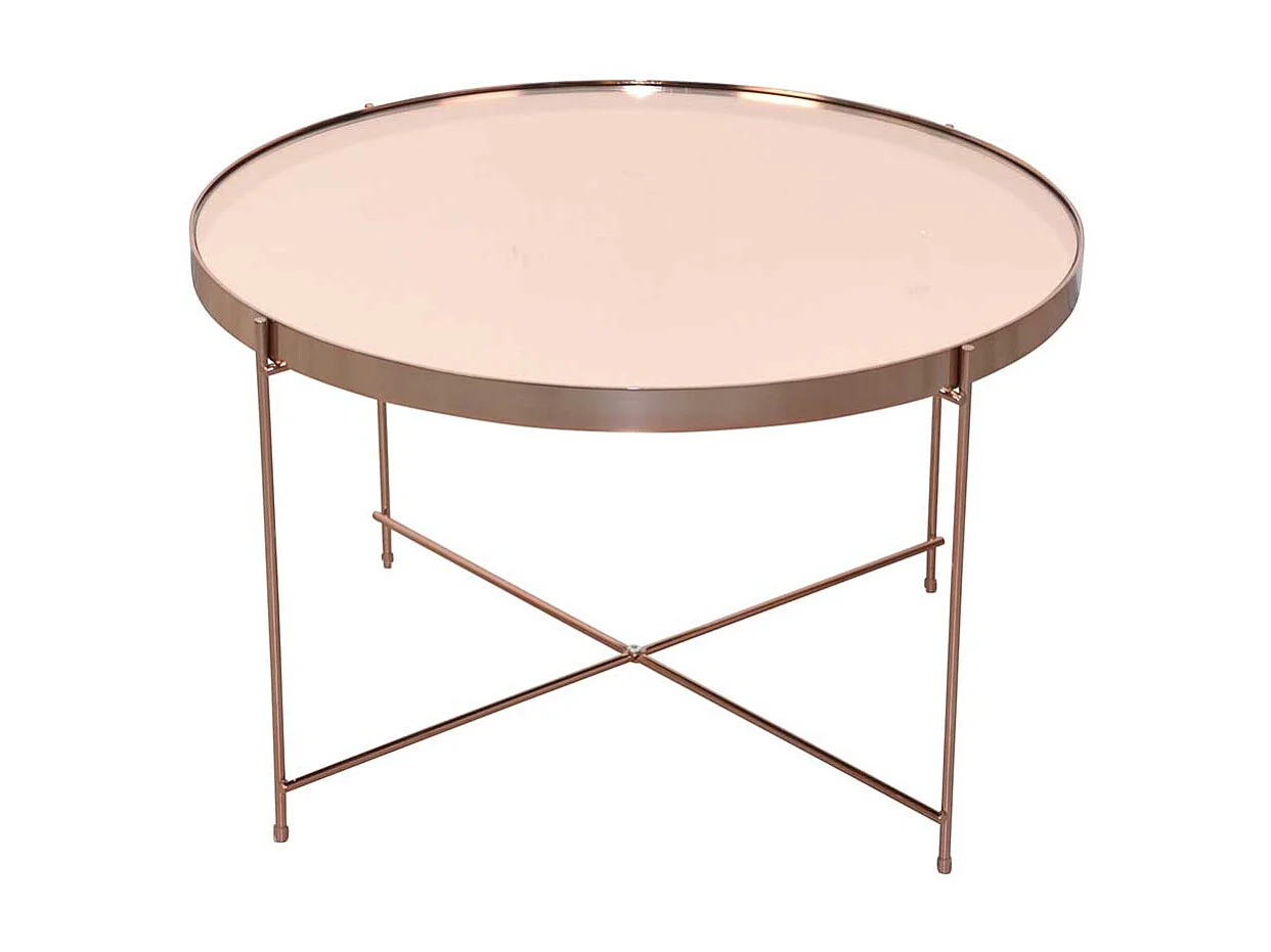Design Wohnzimmertisch in Rosegold Vierfußgestell Metall