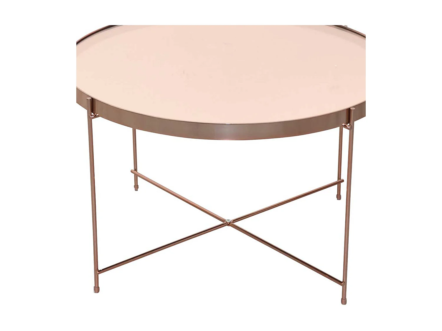 Design Wohnzimmertisch in Rosegold Vierfußgestell Metall