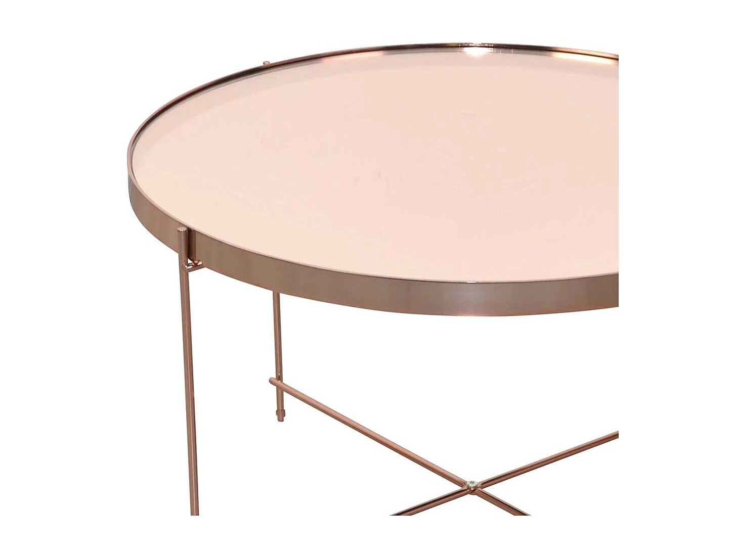 Design Wohnzimmertisch in Rosegold Vierfußgestell Metall