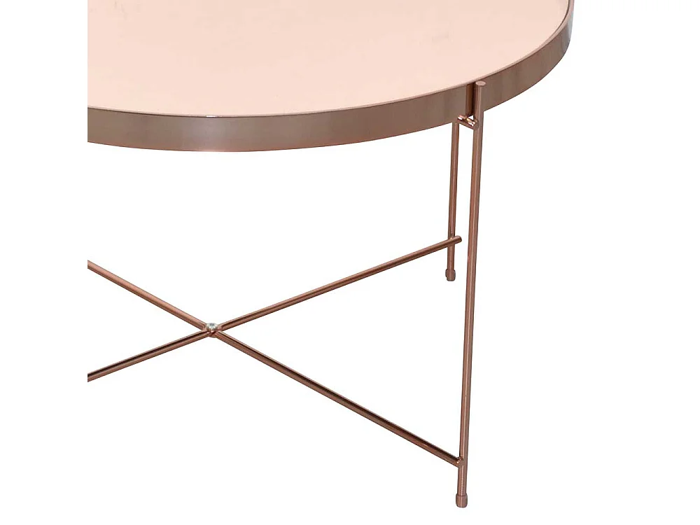 Design Wohnzimmertisch in Rosegold Vierfußgestell Metall