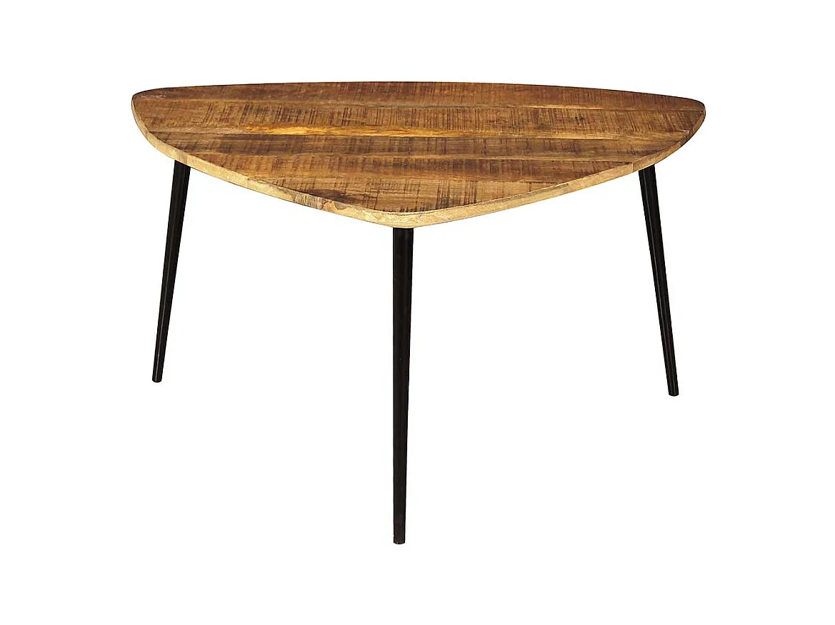 Couchtisch aus Mangobaum Massivholz und Metall wankelf�rmig