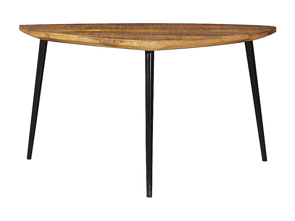 Couchtisch aus Mangobaum Massivholz und Metall wankelförmig