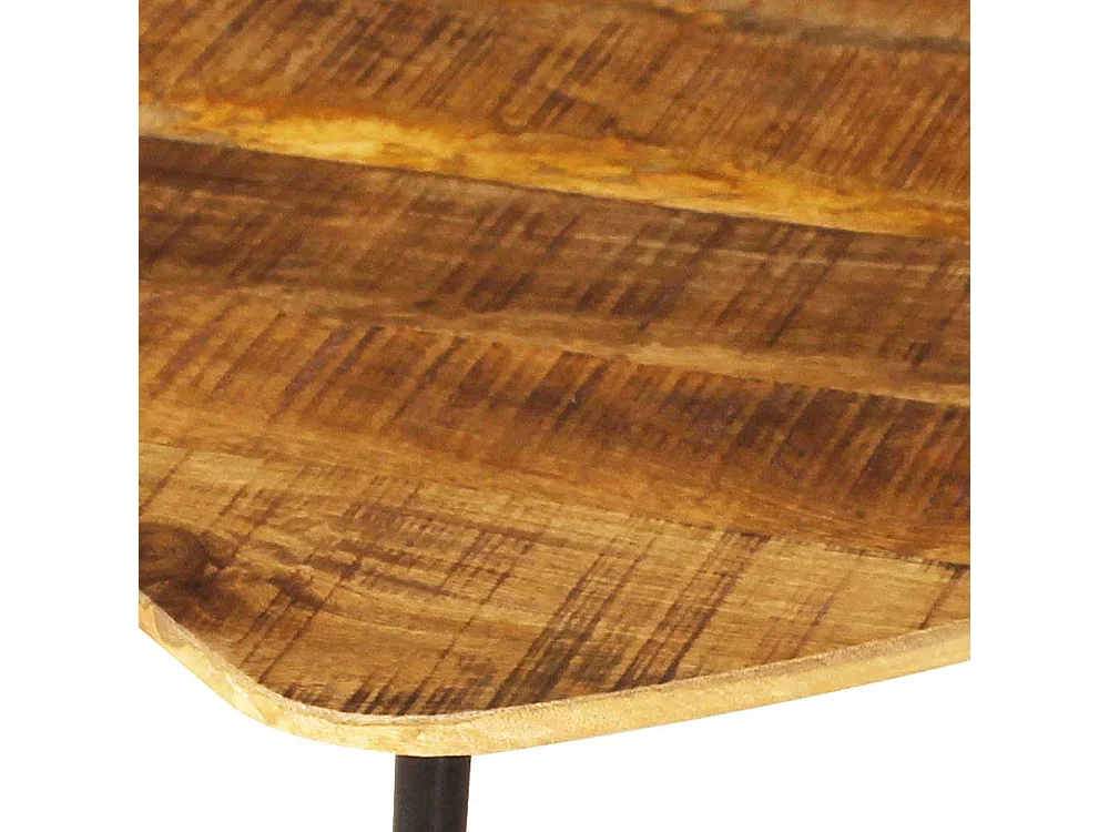 Couchtisch aus Mangobaum Massivholz und Metall wankelförmig