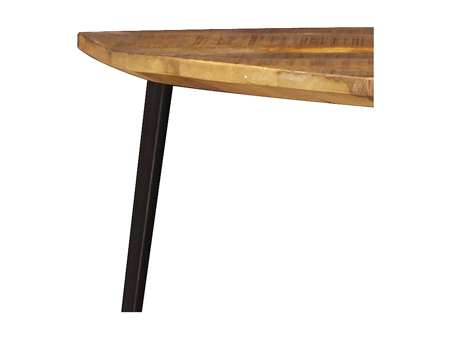 Couchtisch aus Mangobaum Massivholz und Metall wankelförmig