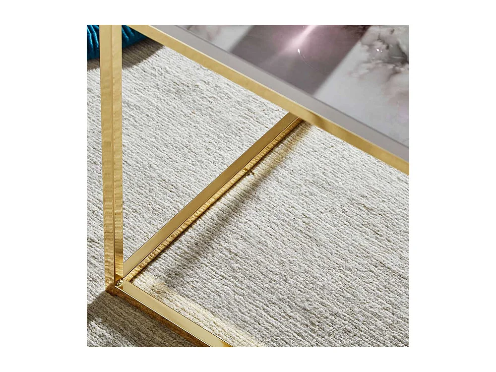 Marmor Optik Sofatisch in Grau Hochglanz Goldfarben