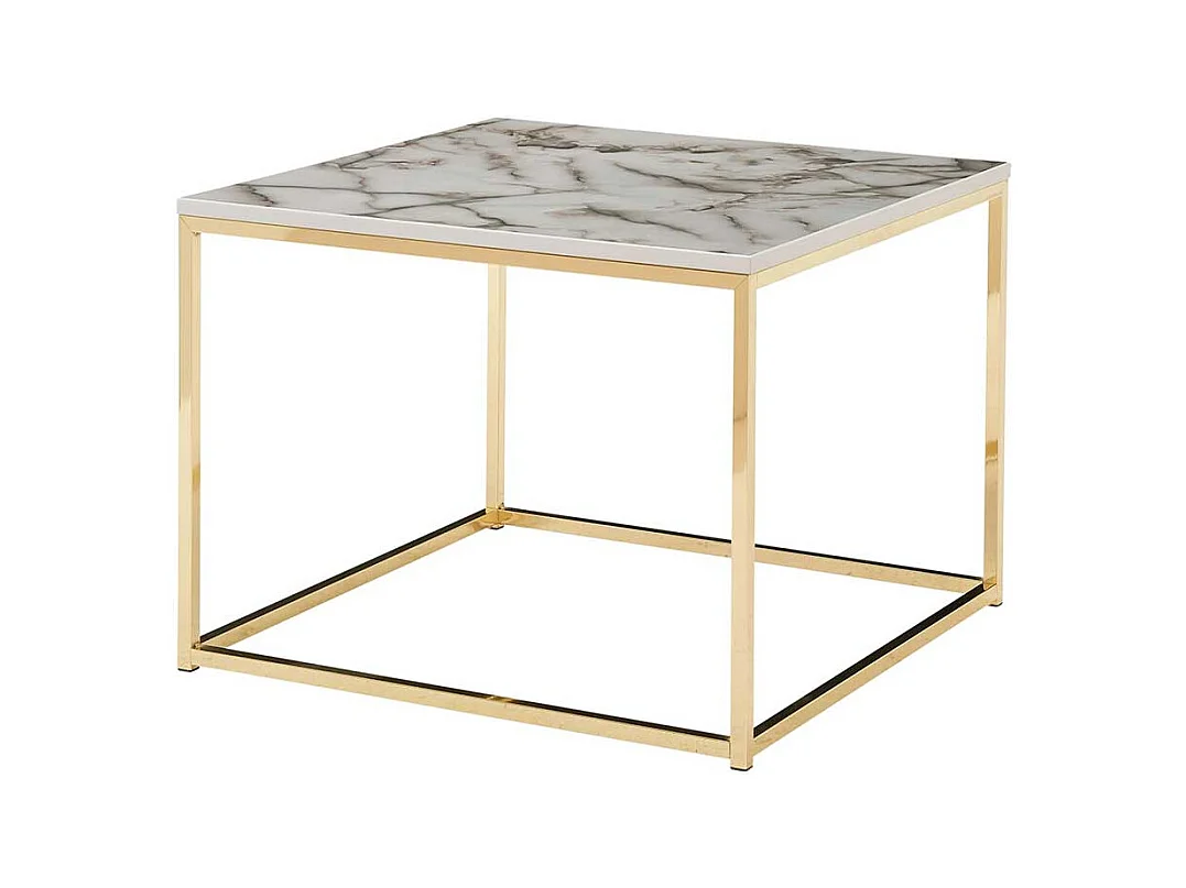 Marmor Optik Sofatisch in Grau Hochglanz Goldfarben