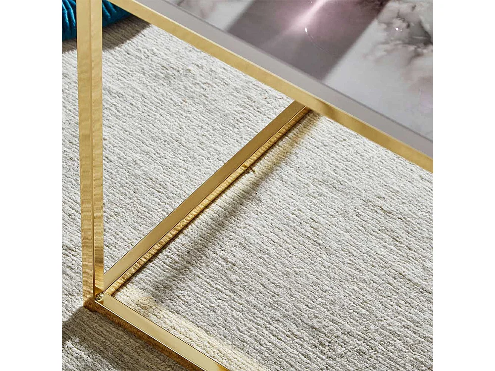 Marmor Optik Sofatisch in Grau Hochglanz Goldfarben