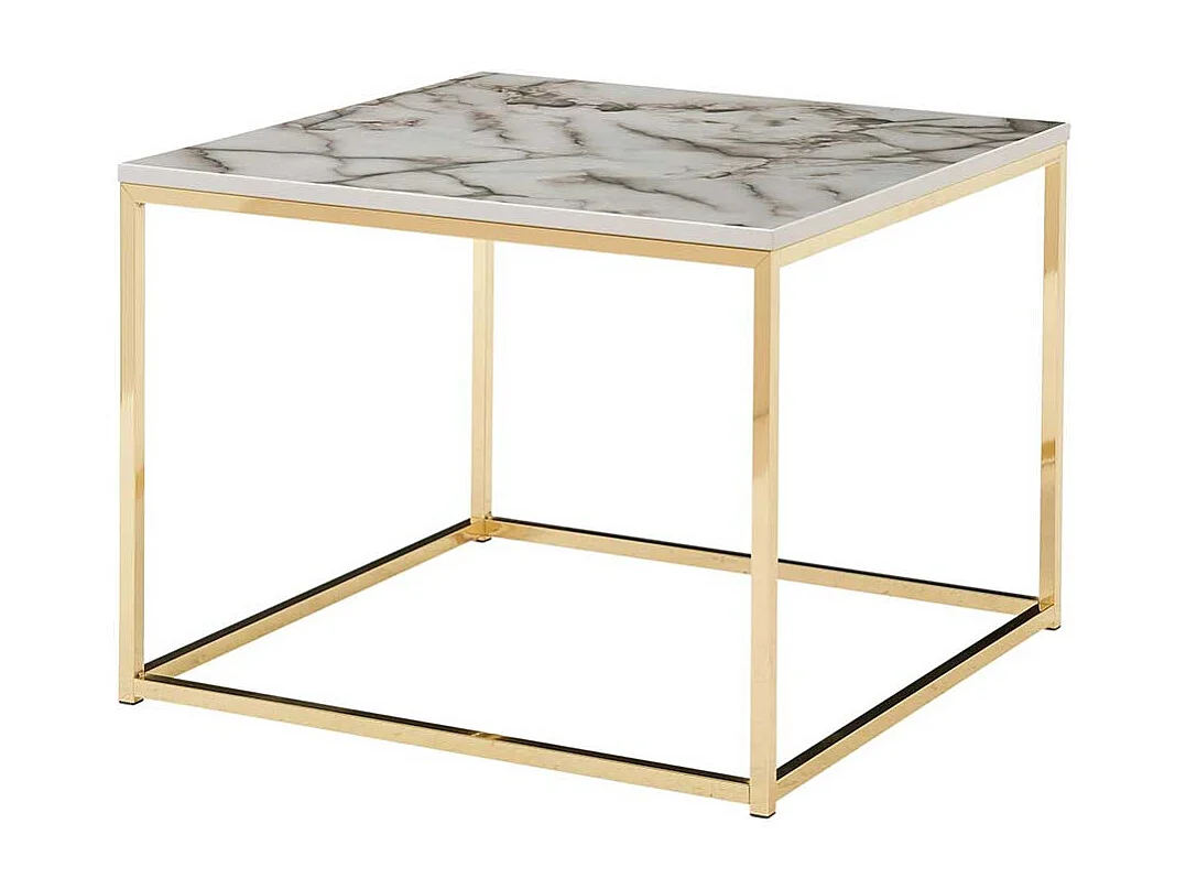 Marmor Optik Sofatisch in Grau Hochglanz Goldfarben