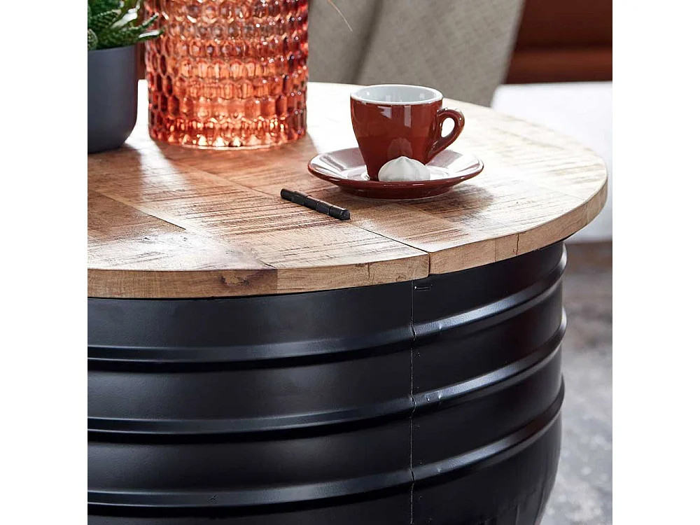 Tischtruhe im Industry und Loft Stil Metall und Massivholz