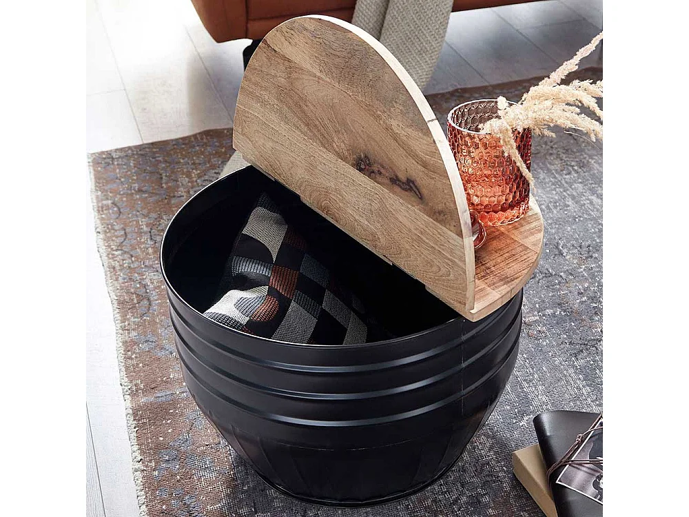 Tischtruhe im Industry und Loft Stil Metall und Massivholz