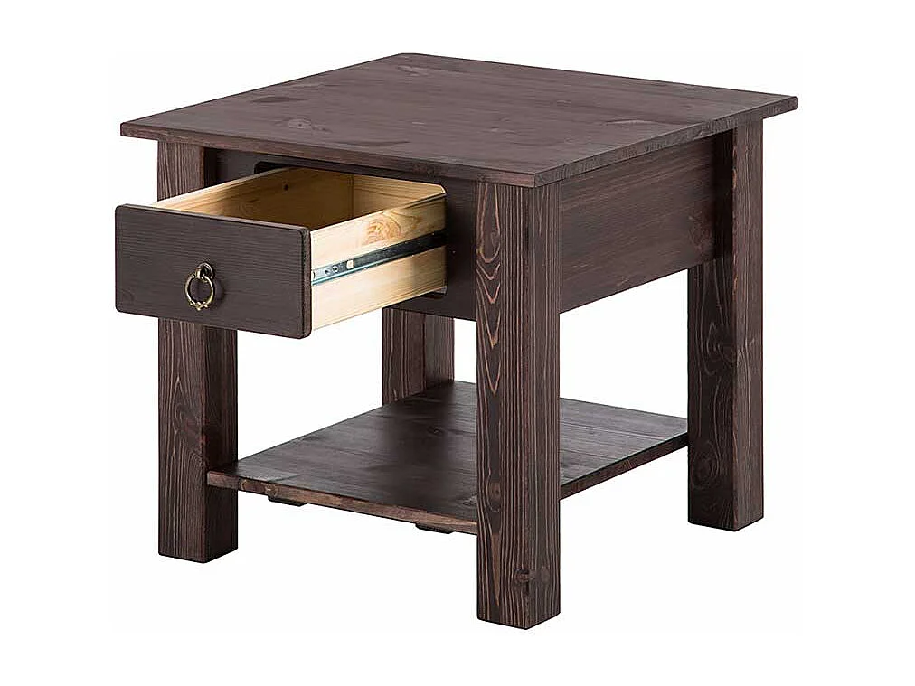 Kolonial Couchtisch in Dunkelbraun Kiefer Massivholz