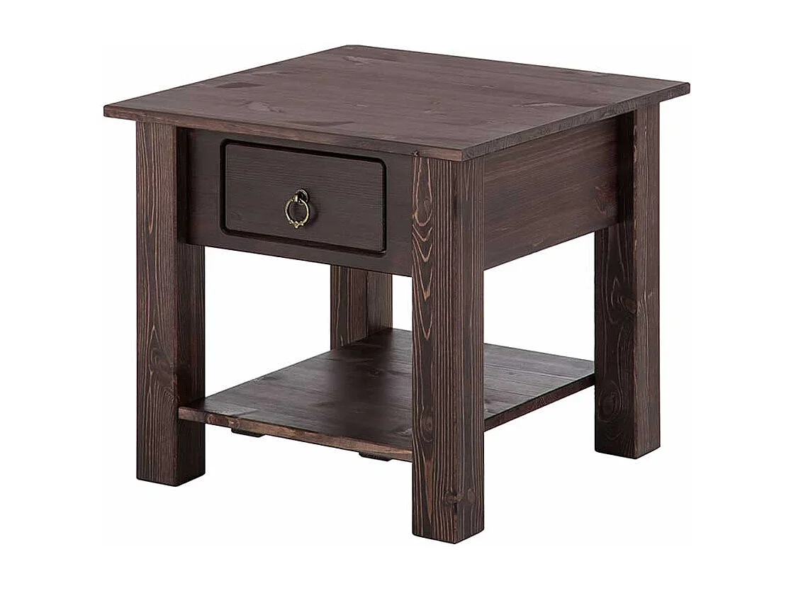 Kolonial Couchtisch in Dunkelbraun Kiefer Massivholz