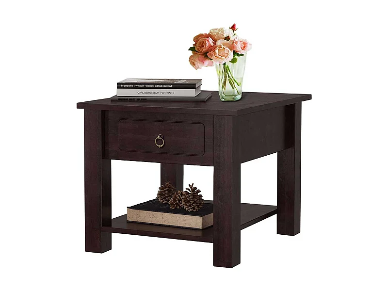 Kolonial Couchtisch in Dunkelbraun Kiefer Massivholz