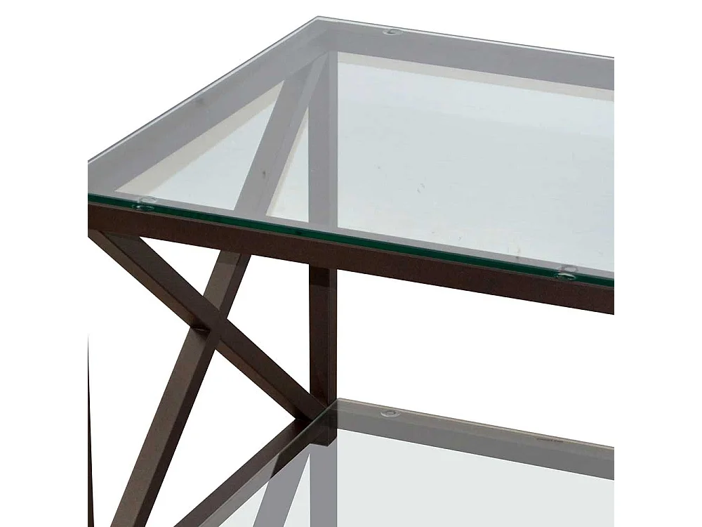 Kleiner Couchtisch mit Glasplatten Metallgestell Braun