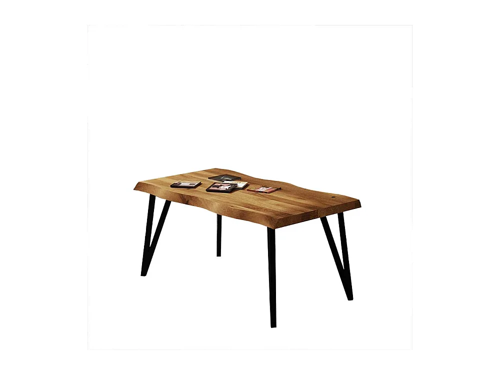 Couchtisch aus Wildeiche Massivholz und Stahl Loft Design