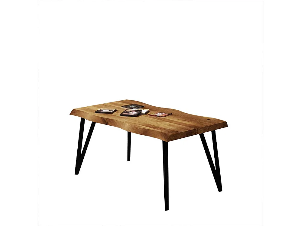 Couchtisch aus Wildeiche Massivholz und Stahl Loft Design